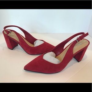 Marc Fischer Red Suede Slingbacks
